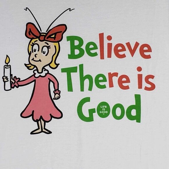 Life is Good Long Sleeve Crusher Tee Dr Suess Cindy Lou Who Christmas Large L - Picture 4 of 8